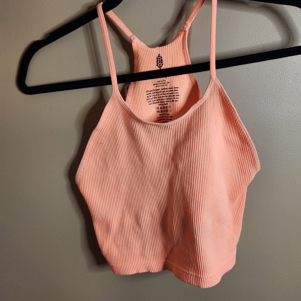 Free People Movement Happiness Crop Tank Orange Horizon M/L OB1054891 Ribbed